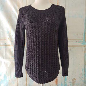 Calvin Klein long sleeve crew neck scoop side thick woven texture sweater/M/blk
